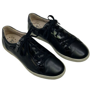 Mephisto Nikita Womens Black Leather Sneakers Size 9.5 Lace Up Zip $299